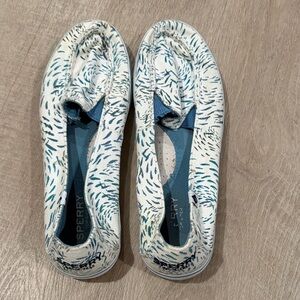 Sperry Women's Blue and White Slip-On Sneakers